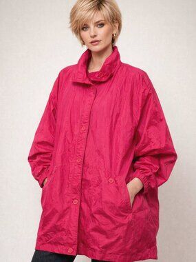 Cabin Creek Vintage Retro 90’s Hot Pink Windbreaker Rain Coat Jacket